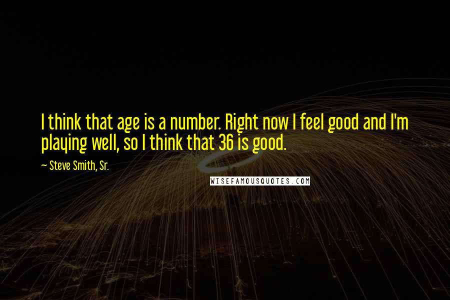 Steve Smith, Sr. Quotes: I think that age is a number. Right now I feel good and I'm playing well, so I think that 36 is good.