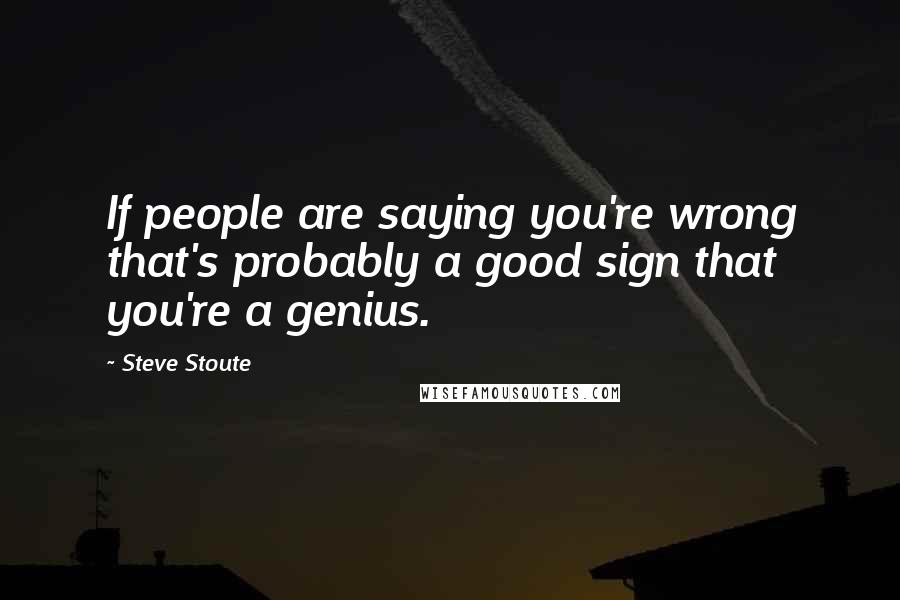 Steve Stoute Quotes: If people are saying you're wrong that's probably a good sign that you're a genius.