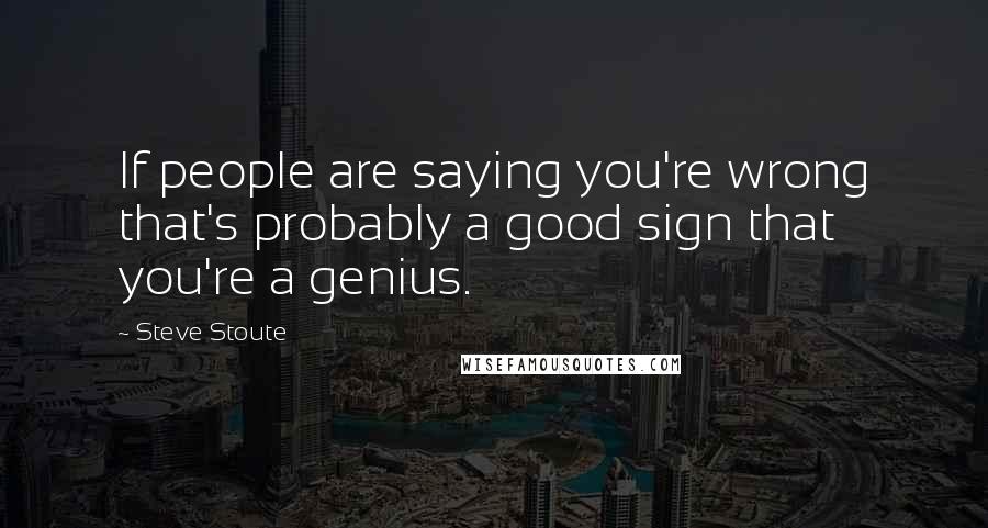 Steve Stoute Quotes: If people are saying you're wrong that's probably a good sign that you're a genius.