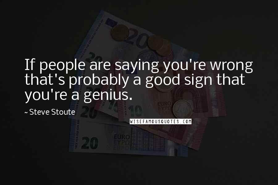 Steve Stoute Quotes: If people are saying you're wrong that's probably a good sign that you're a genius.