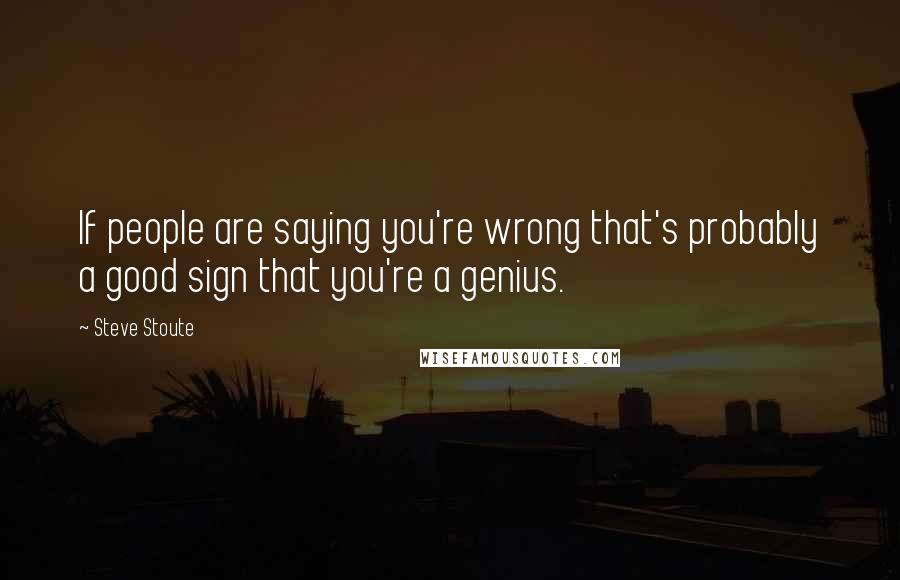 Steve Stoute Quotes: If people are saying you're wrong that's probably a good sign that you're a genius.