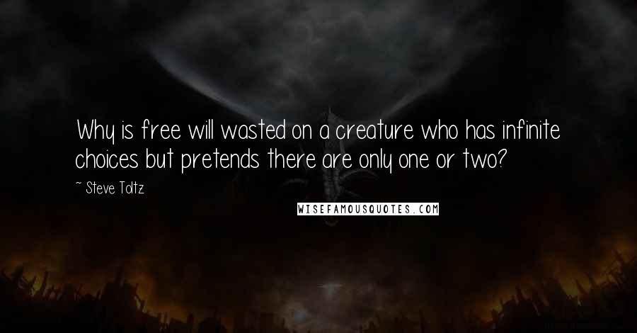 Steve Toltz Quotes: Why is free will wasted on a creature who has infinite choices but pretends there are only one or two?