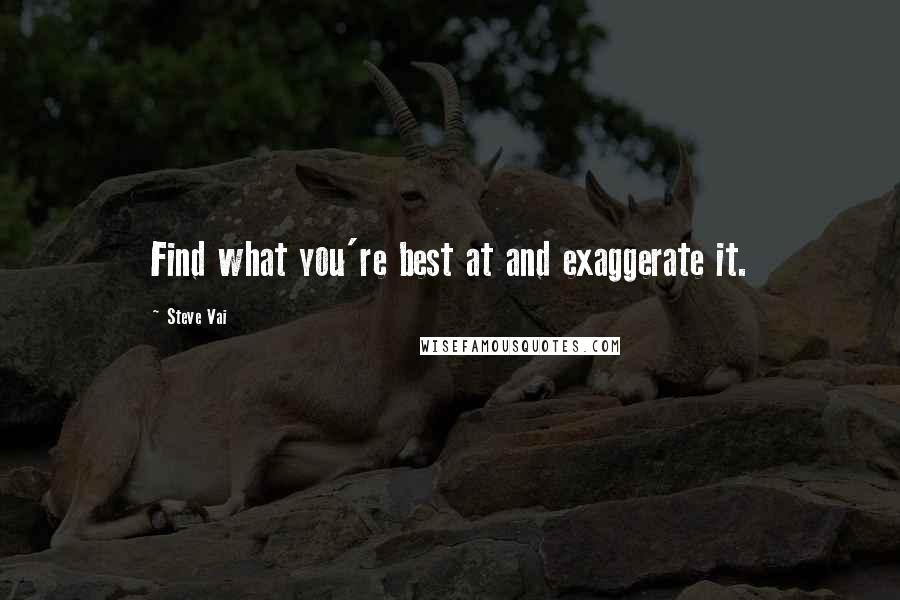 Steve Vai Quotes: Find what you're best at and exaggerate it.