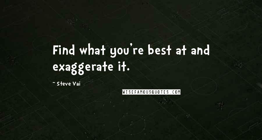 Steve Vai Quotes: Find what you're best at and exaggerate it.