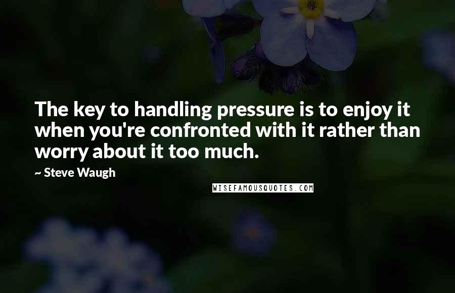 Steve Waugh Quotes: The key to handling pressure is to enjoy it when you're confronted with it rather than worry about it too much.