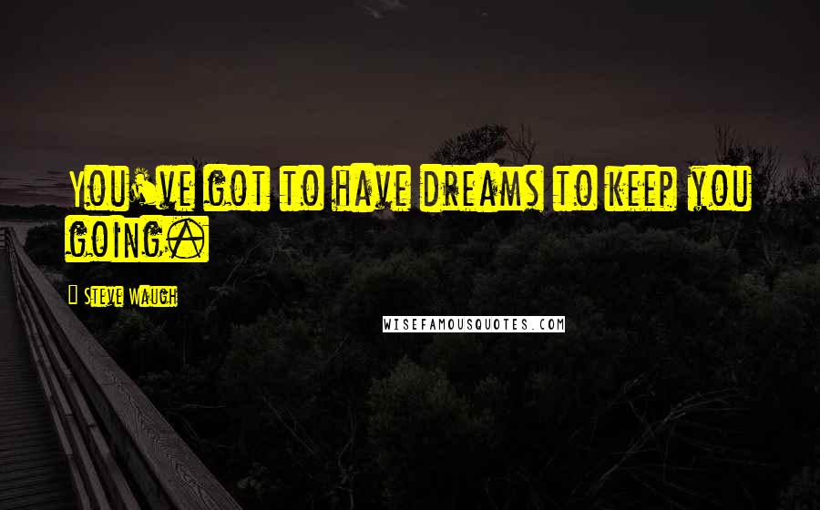 Steve Waugh Quotes: You've got to have dreams to keep you going.