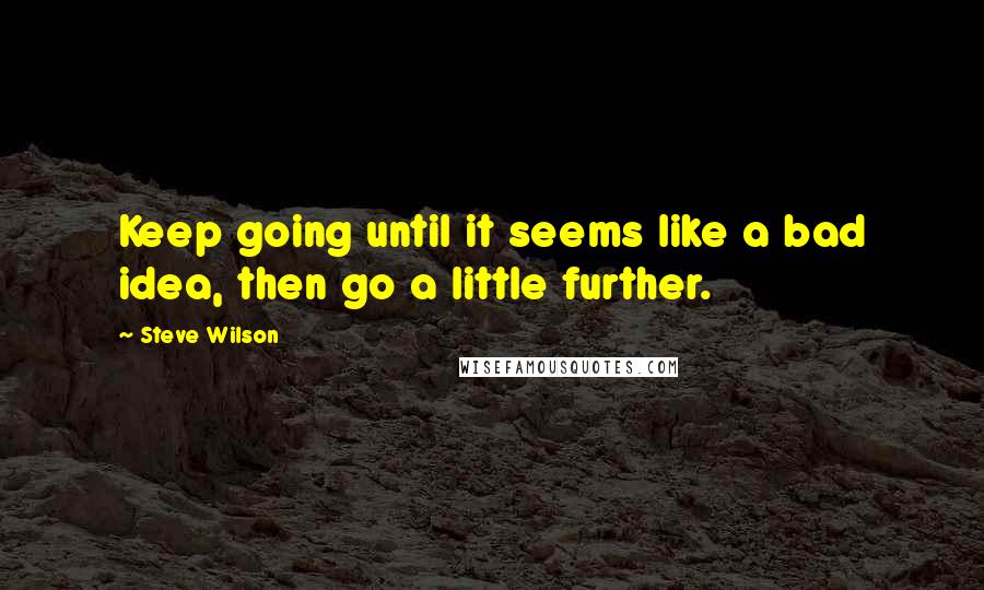 Steve Wilson Quotes: Keep going until it seems like a bad idea, then go a little further.