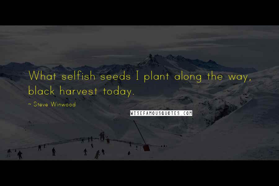 Steve Winwood Quotes: What selfish seeds I plant along the way, black harvest today.