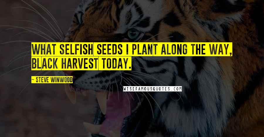 Steve Winwood Quotes: What selfish seeds I plant along the way, black harvest today.