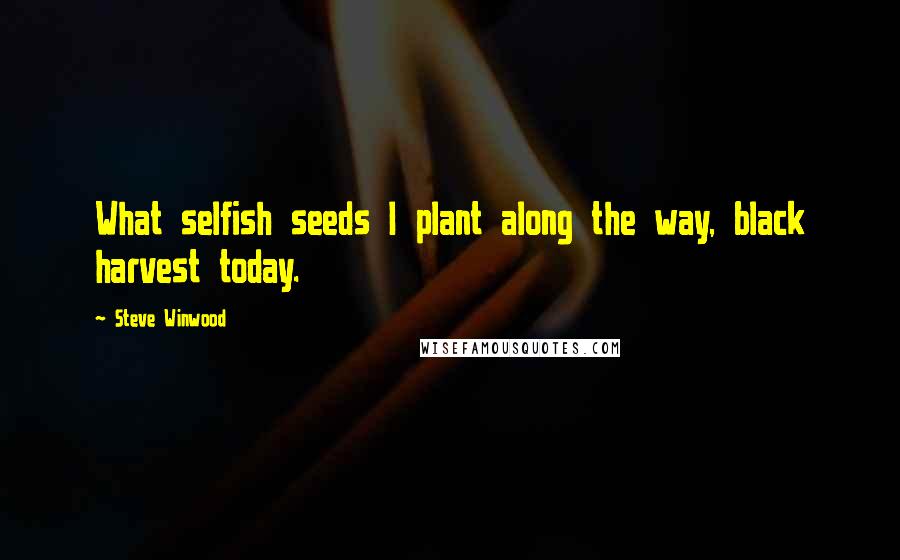 Steve Winwood Quotes: What selfish seeds I plant along the way, black harvest today.