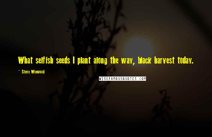 Steve Winwood Quotes: What selfish seeds I plant along the way, black harvest today.