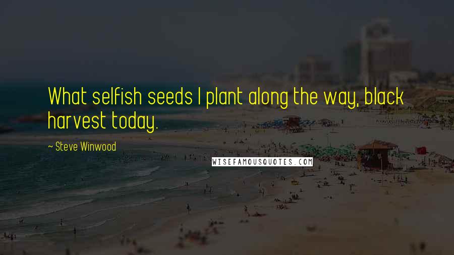 Steve Winwood Quotes: What selfish seeds I plant along the way, black harvest today.