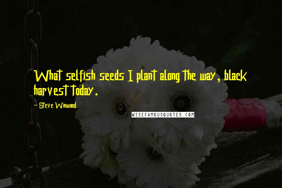 Steve Winwood Quotes: What selfish seeds I plant along the way, black harvest today.