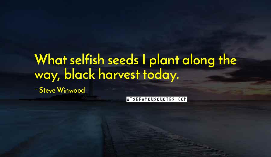 Steve Winwood Quotes: What selfish seeds I plant along the way, black harvest today.