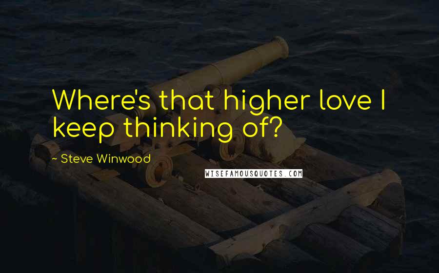 Steve Winwood Quotes: Where's that higher love I keep thinking of?