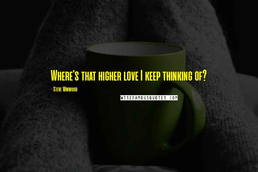 Steve Winwood Quotes: Where's that higher love I keep thinking of?