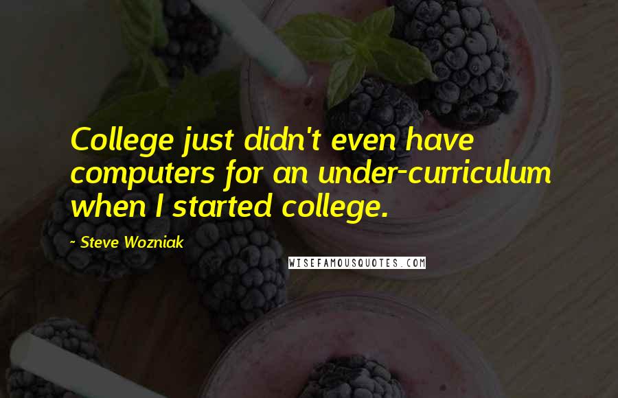 Steve Wozniak Quotes: College just didn't even have computers for an under-curriculum when I started college.