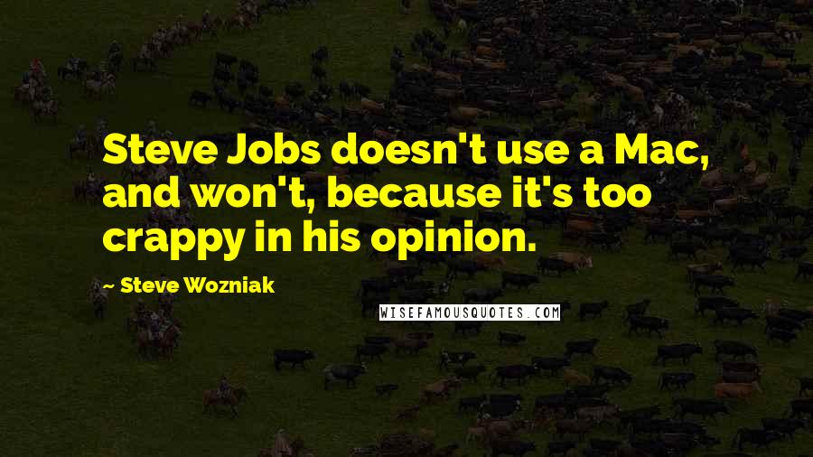 Steve Wozniak Quotes: Steve Jobs doesn't use a Mac, and won't, because it's too crappy in his opinion.