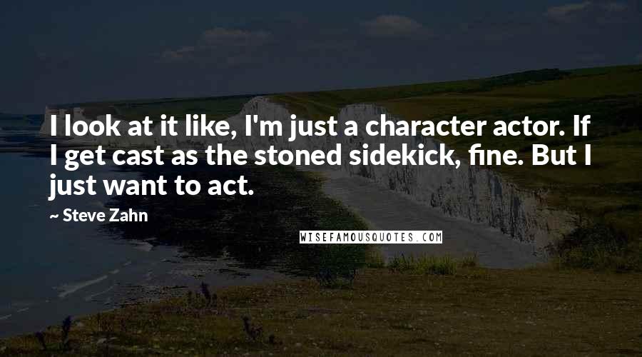 Steve Zahn Quotes: I look at it like, I'm just a character actor. If I get cast as the stoned sidekick, fine. But I just want to act.