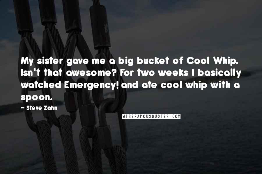 Steve Zahn Quotes: My sister gave me a big bucket of Cool Whip. Isn't that awesome? For two weeks I basically watched Emergency! and ate cool whip with a spoon.