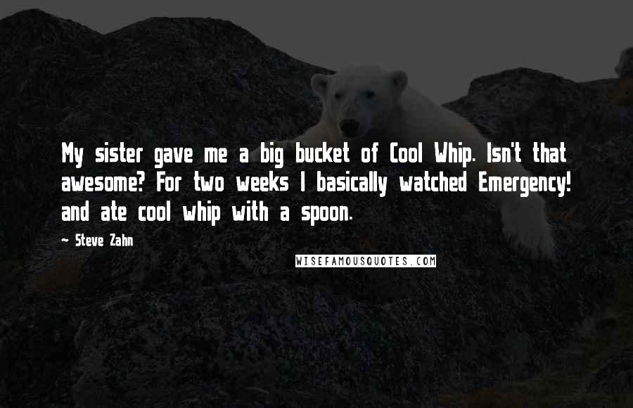 Steve Zahn Quotes: My sister gave me a big bucket of Cool Whip. Isn't that awesome? For two weeks I basically watched Emergency! and ate cool whip with a spoon.