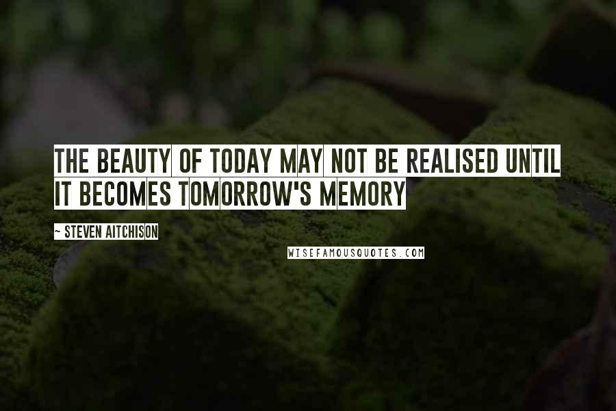 Steven Aitchison Quotes: The beauty of today may not be realised until it becomes tomorrow's memory