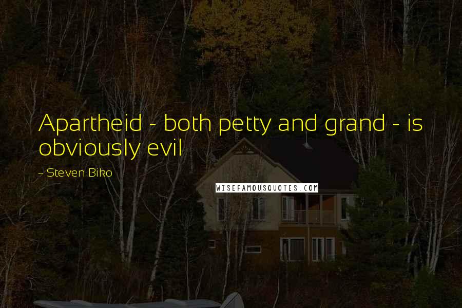 Steven Biko Quotes: Apartheid - both petty and grand - is obviously evil