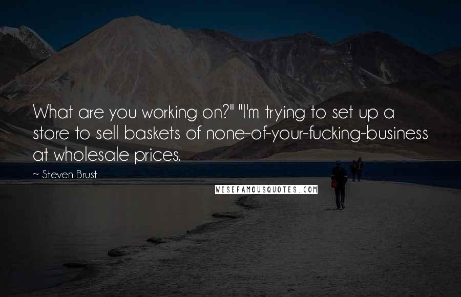 Steven Brust Quotes: What are you working on?" "I'm trying to set up a store to sell baskets of none-of-your-fucking-business at wholesale prices.