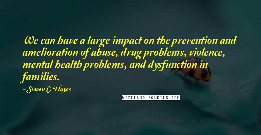 Steven C. Hayes Quotes: We can have a large impact on the prevention and amelioration of abuse, drug problems, violence, mental health problems, and dysfunction in families.