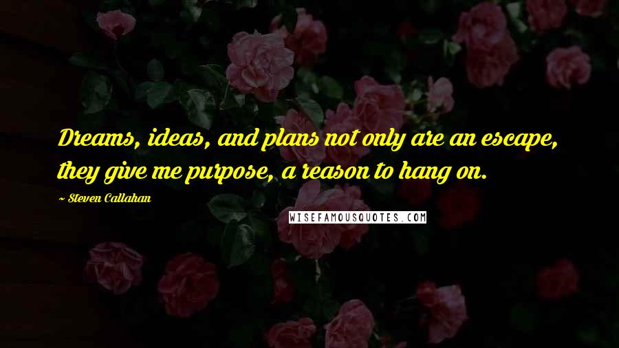 Steven Callahan Quotes: Dreams, ideas, and plans not only are an escape, they give me purpose, a reason to hang on.