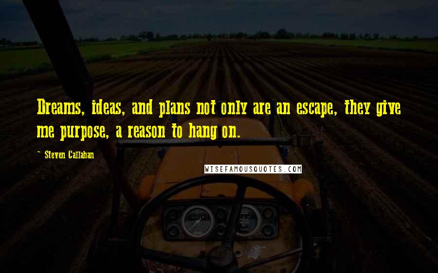 Steven Callahan Quotes: Dreams, ideas, and plans not only are an escape, they give me purpose, a reason to hang on.