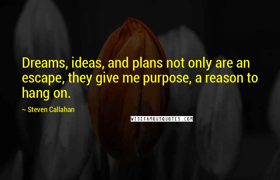 Steven Callahan Quotes: Dreams, ideas, and plans not only are an escape, they give me purpose, a reason to hang on.