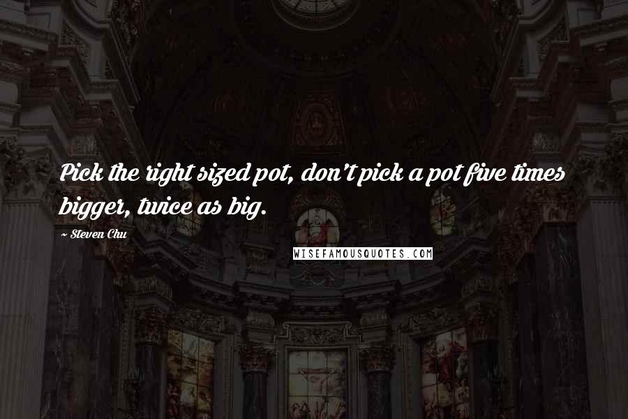 Steven Chu Quotes: Pick the right sized pot, don't pick a pot five times bigger, twice as big.