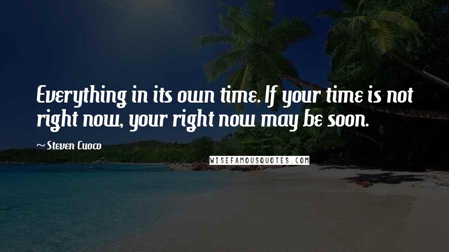 Steven Cuoco Quotes: Everything in its own time. If your time is not right now, your right now may be soon.