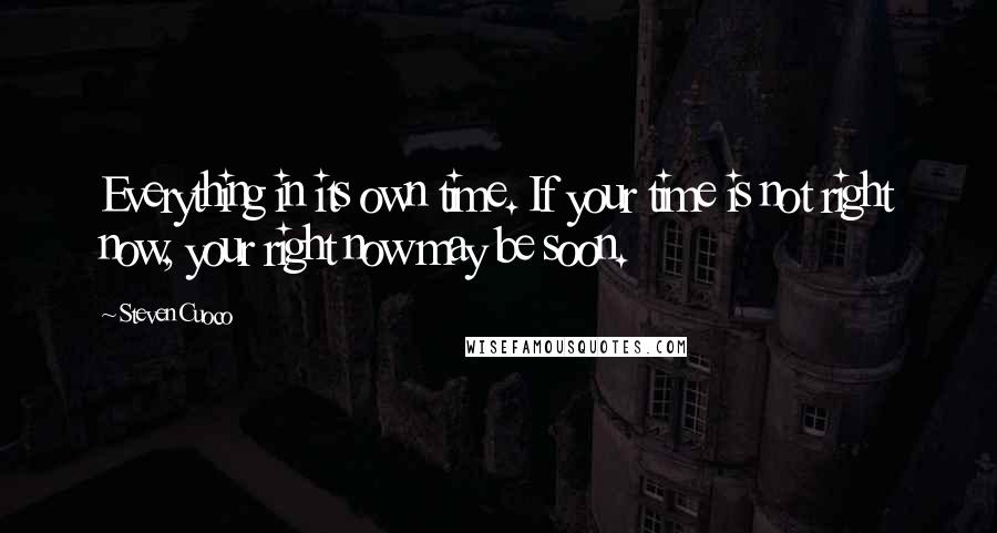 Steven Cuoco Quotes: Everything in its own time. If your time is not right now, your right now may be soon.