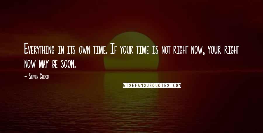 Steven Cuoco Quotes: Everything in its own time. If your time is not right now, your right now may be soon.