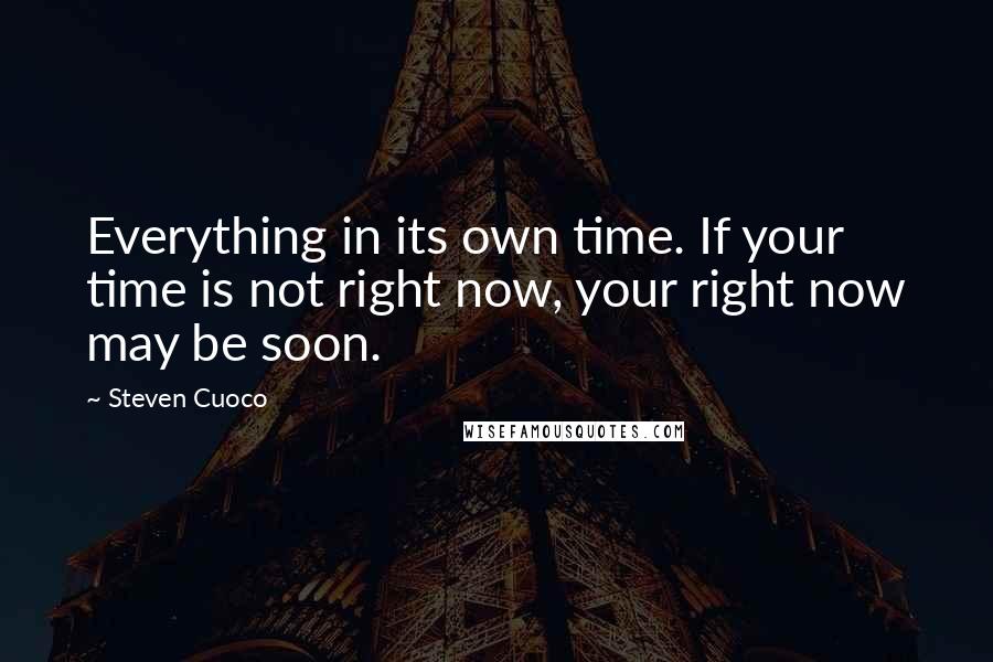 Steven Cuoco Quotes: Everything in its own time. If your time is not right now, your right now may be soon.