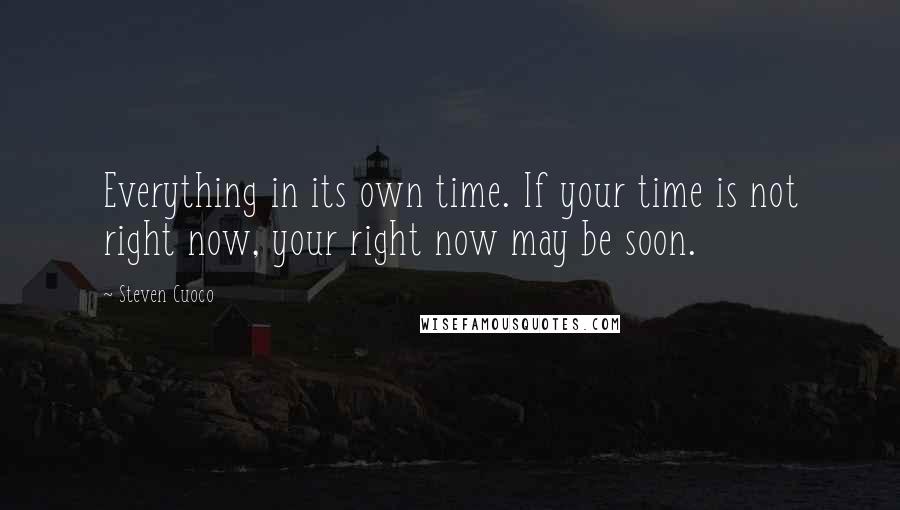 Steven Cuoco Quotes: Everything in its own time. If your time is not right now, your right now may be soon.