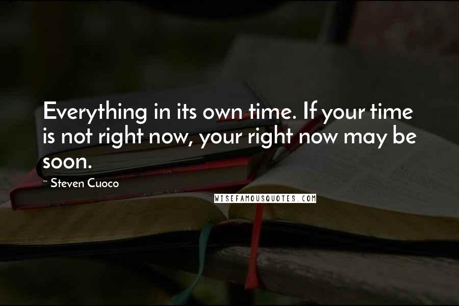 Steven Cuoco Quotes: Everything in its own time. If your time is not right now, your right now may be soon.