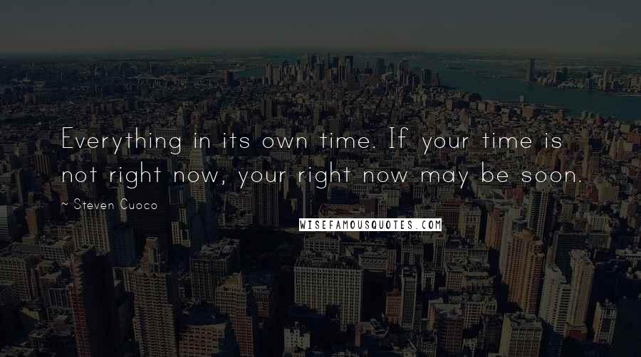 Steven Cuoco Quotes: Everything in its own time. If your time is not right now, your right now may be soon.