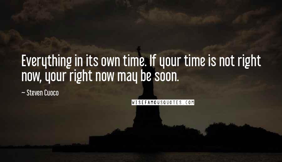 Steven Cuoco Quotes: Everything in its own time. If your time is not right now, your right now may be soon.