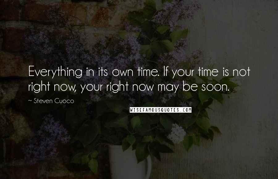 Steven Cuoco Quotes: Everything in its own time. If your time is not right now, your right now may be soon.