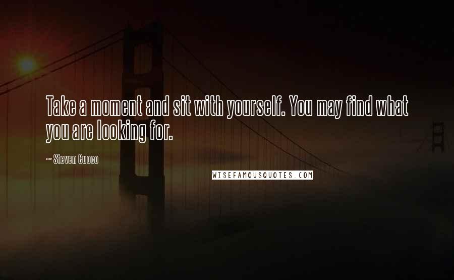 Steven Cuoco Quotes: Take a moment and sit with yourself. You may find what you are looking for.