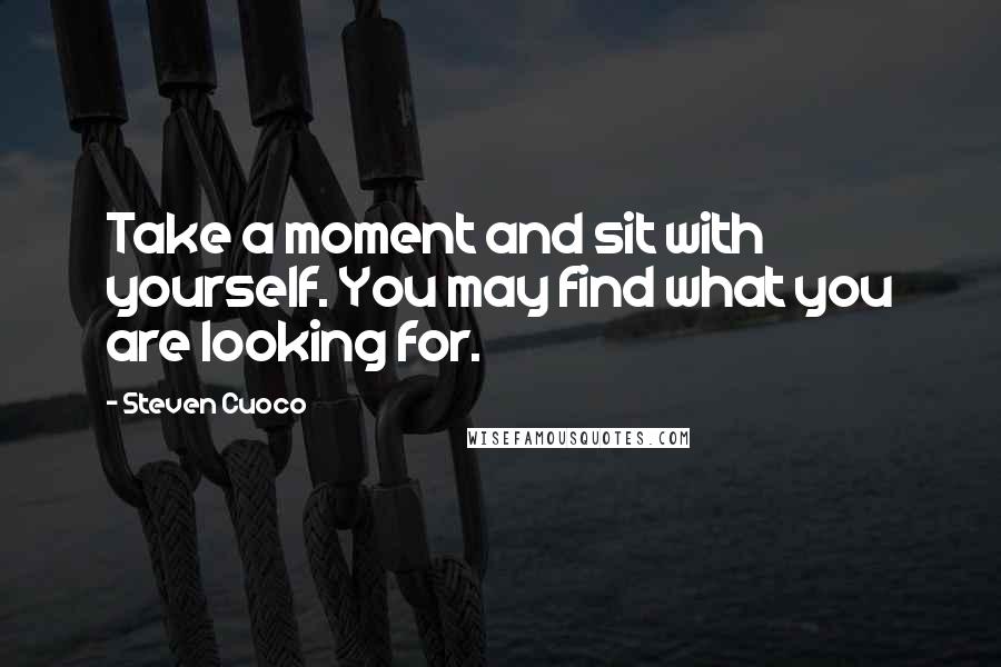 Steven Cuoco Quotes: Take a moment and sit with yourself. You may find what you are looking for.