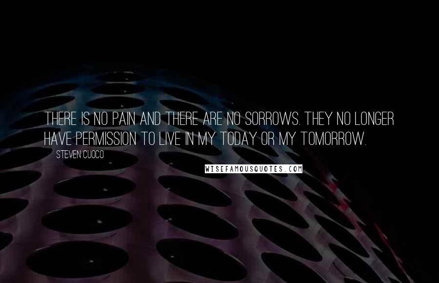 Steven Cuoco Quotes: There is no pain and there are no sorrows. They no longer have permission to live in my today or my tomorrow.