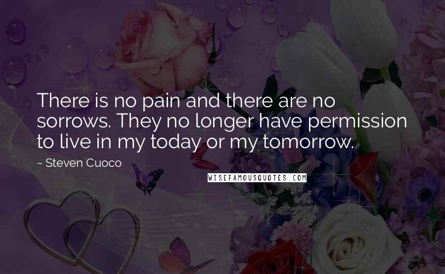 Steven Cuoco Quotes: There is no pain and there are no sorrows. They no longer have permission to live in my today or my tomorrow.