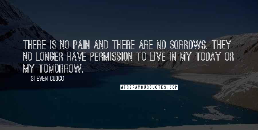 Steven Cuoco Quotes: There is no pain and there are no sorrows. They no longer have permission to live in my today or my tomorrow.