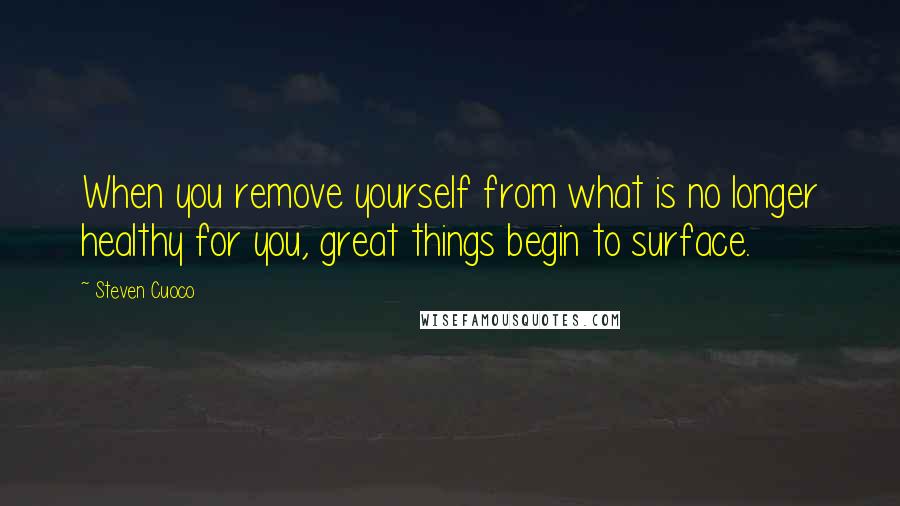 Steven Cuoco Quotes: When you remove yourself from what is no longer healthy for you, great things begin to surface.