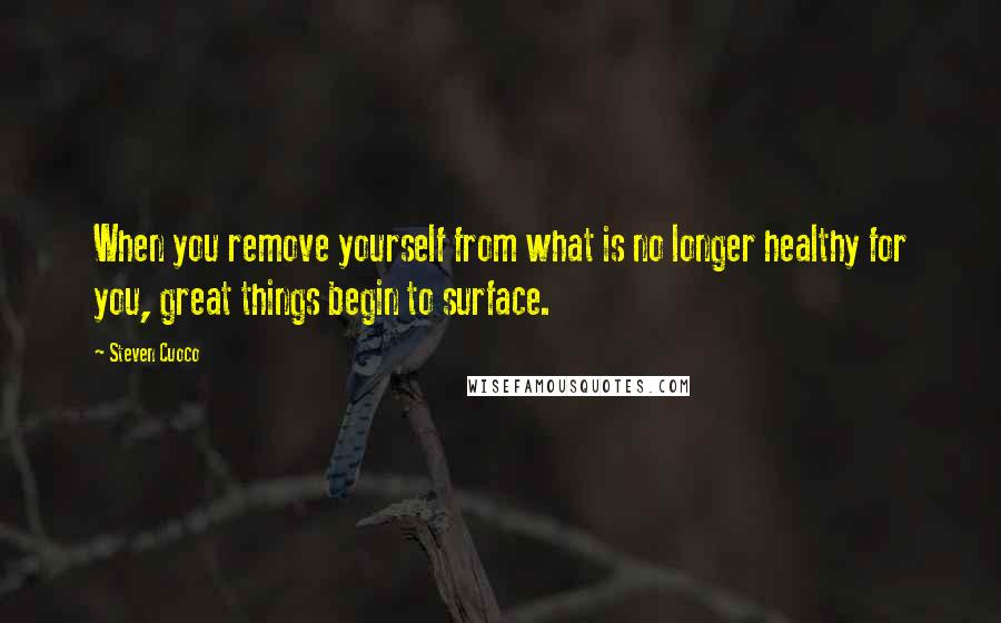 Steven Cuoco Quotes: When you remove yourself from what is no longer healthy for you, great things begin to surface.