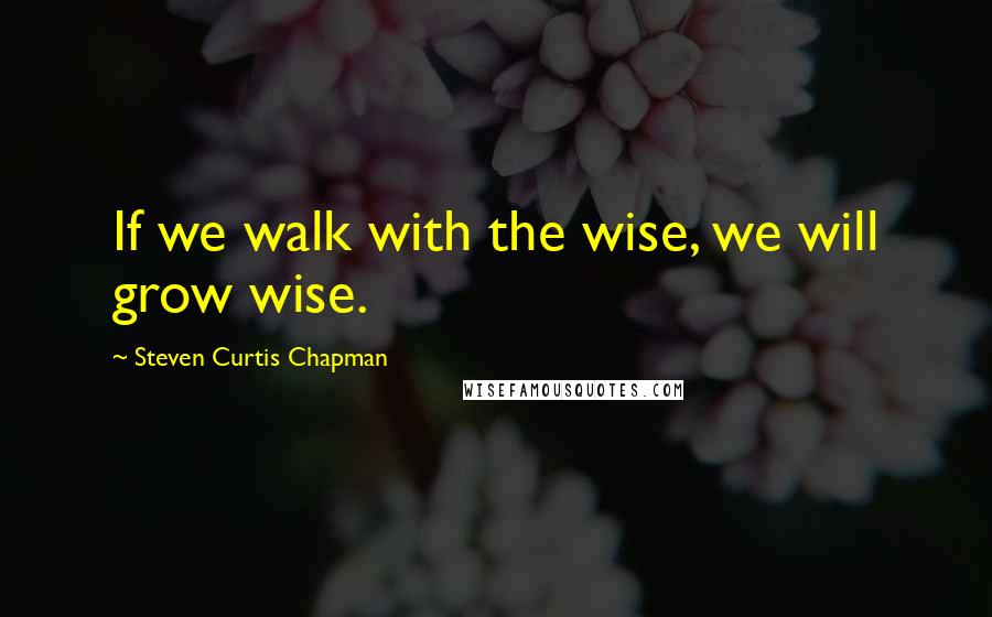 Steven Curtis Chapman Quotes: If we walk with the wise, we will grow wise.